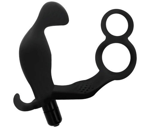 ADDICTED TOYS - PLUG ANAL CON ANILLA DOBLE PENE Y TESTÍCULOS NEGRO
