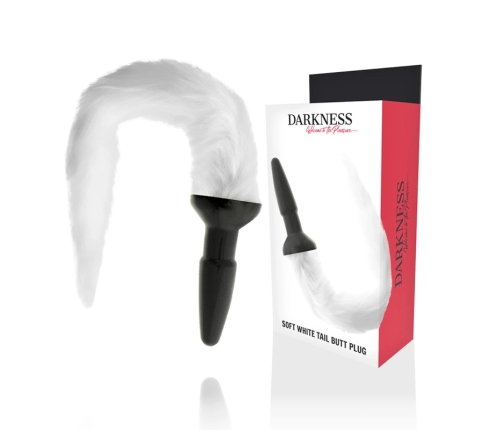 Darkness Silicone Plug with Decorative White Tail, Medium Size