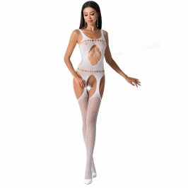 Passion BS057 White Bodystocking - Elegant Fishnet Lingerie, One Size