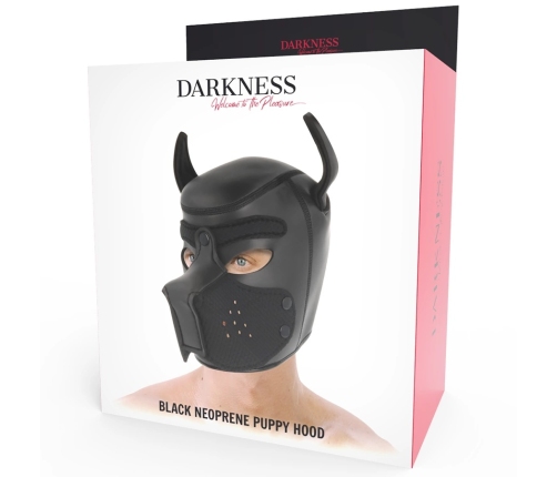 Darkness Neoprene Dog Mask L - Adjustable Removable Muzzle Black/Red