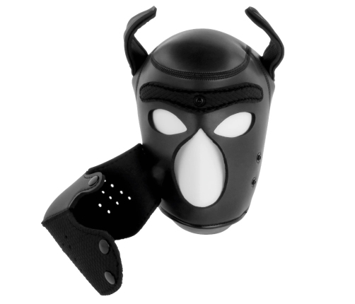 Darkness Neoprene Dog Mask L - Adjustable Removable Muzzle Black/Red