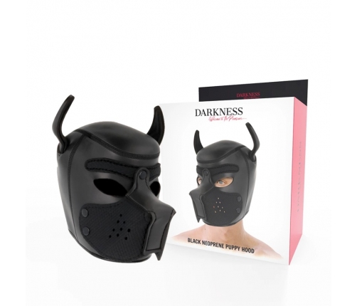 Darkness Neoprene Dog Mask L - Adjustable Removable Muzzle Black/Red