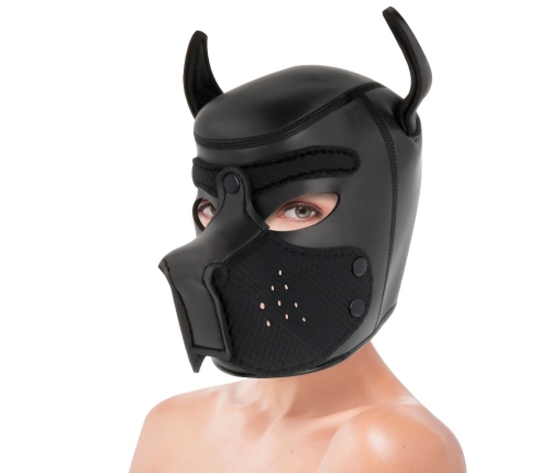 Darkness Neoprene Dog Mask L - Adjustable Removable Muzzle Black/Red