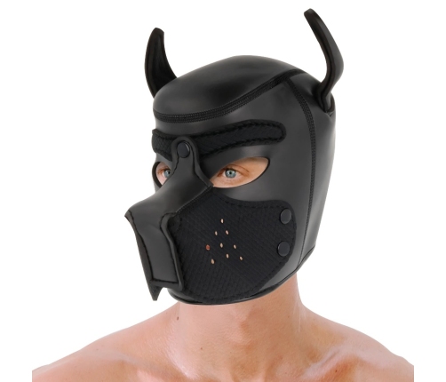 Darkness Neoprene Dog Mask L - Adjustable Removable Muzzle Black/Red