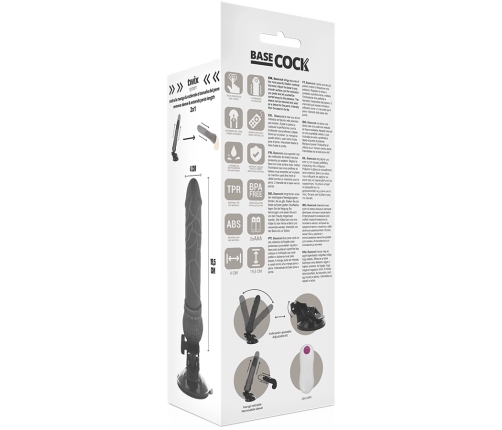 BASECOCK Remote-Controlled Vibrating Model Black 19.5 cm x 4 cm TPE