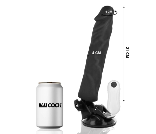 BASECOCK Vibrating Silicone Device 21cm Black with Wired Remote Control