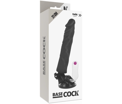 BASECOCK Vibrating Silicone Device 21cm Black with Wired Remote Control