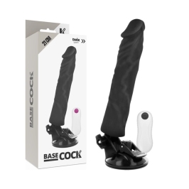 BASECOCK Vibrating Silicone Device 21cm Black with Wired Remote Control BASECOCK Vibrating Silicone Device 21cm Black with Wired Remote Control