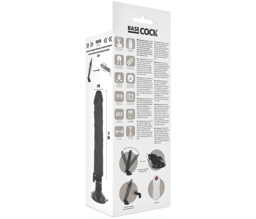 BASECOCK Vibrating Silicone Device 21cm Black with Wired Remote Control