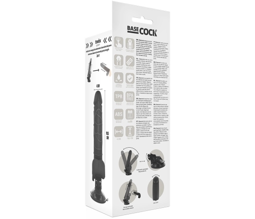 BASECOCK Black Vibrating Flexible Model 18.5cm Remote Control TPE