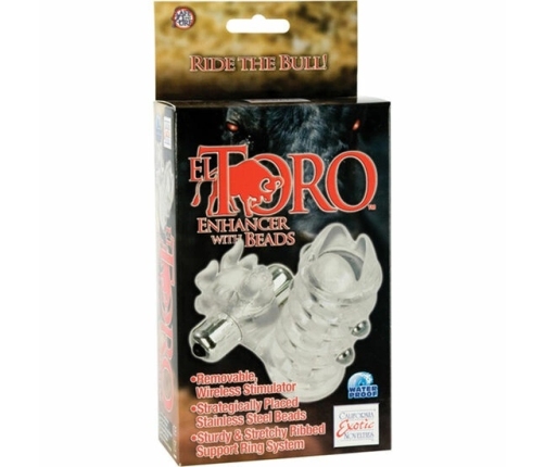 CalExotics El Toro Enhancer With Beads - Transparent Silicone Ring & Vibrating System