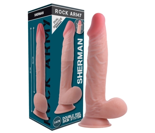Rock Army Sherman Dual Density Intimate Model 24cm Natural TPE Suction Base