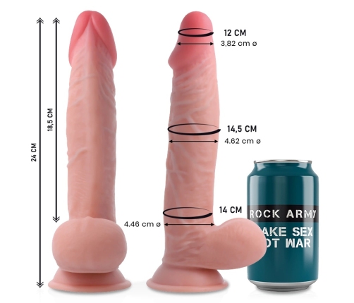 Rock Army Sherman Dual Density Intimate Model 24cm Natural TPE Suction Base