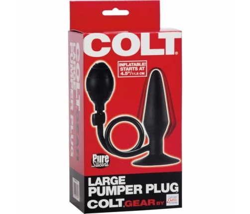 CalExotics COLT Large Inflatable Plug Black Silicone 11.5x3.75cm