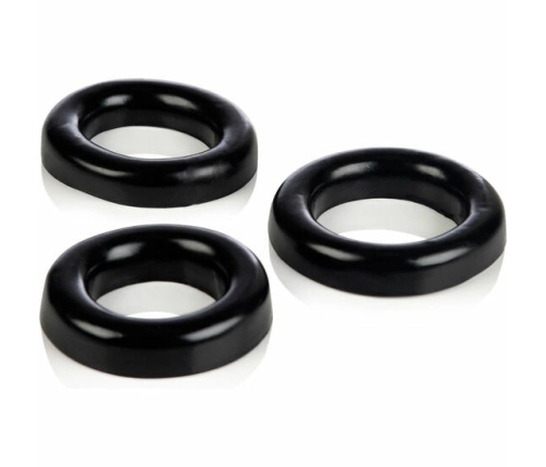 CalExotics Colt Silicone Rings Set 3 Sizes Black Adjustable System