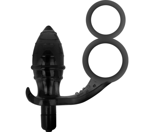 Addicted Toys Double Black Ring Intimate Plug with Vibrating System 12cm