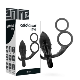 Addicted Toys Double Black Ring Intimate Plug with Vibrating System 12cm Addicted Toys Double Black Ring Intimate Plug with Vibrating System 12cm