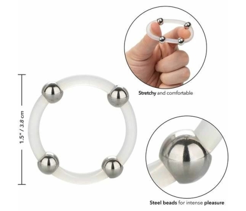 CalExotics Steel Beaded Silicone System Ring L 3.75cm Black