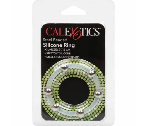 CalExotics Steel Beaded Silicone Performance Ring XL, 5 cm, Black