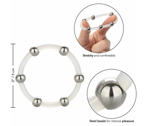 CalExotics Steel Beaded Silicone Performance Ring XL, 5 cm, Black