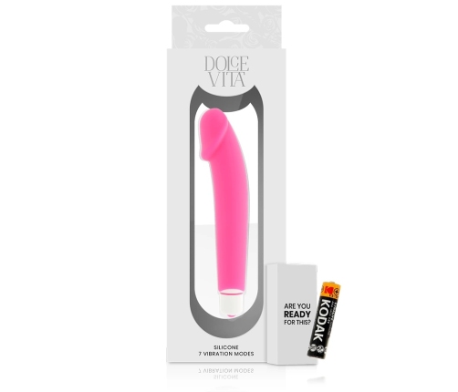 Dolce Vita Silicone Intimate Massager Pink 158mm Waterproof 7 Modes