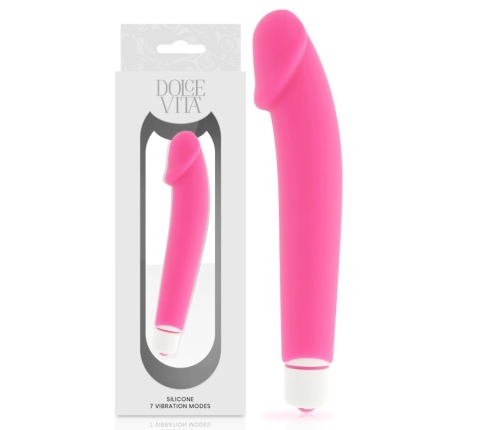 Dolce Vita Silicone Intimate Massager Pink 158mm Waterproof 7 Modes