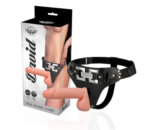 Harness Attraction Deluxe Vibrating Strap-On System 18cm Black Vegan Leather