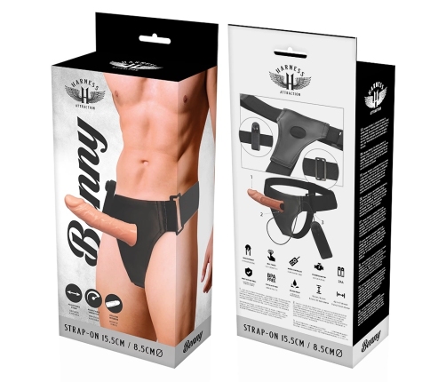 Attraction Harness Benny Hollow Intimate Device with Vibrator 15 cm Beige