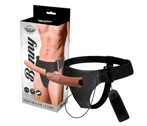 Attraction Harness Benny Hollow Intimate Device with Vibrator 15 cm Beige