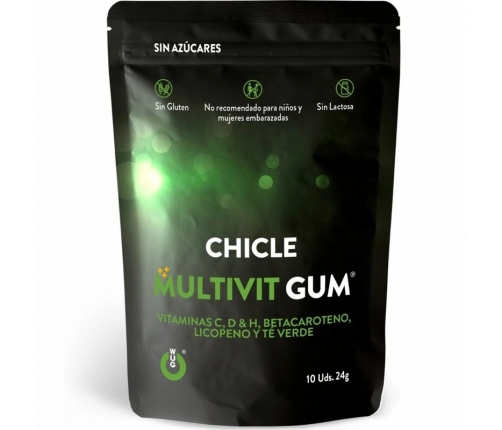 WUG Multivit Gum - Sugar-Free Chewing Gum with Multivitamins & Green Tea 10 pcs