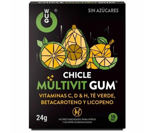 WUG Multivit Gum - Sugar-Free Chewing Gum with Multivitamins & Green Tea 10 pcs