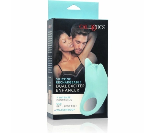 CalExotics Dual Exciter Ring Rechargeable Silicone 7 Modes Black 7.5cm