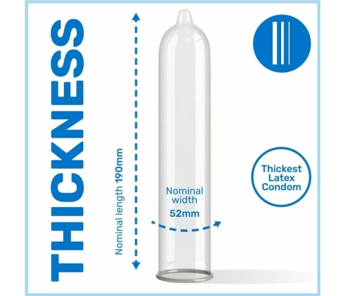 Pasante Extra Premium Extra Thick Latex Condoms 3-Pack, 52mm, Natural Colour