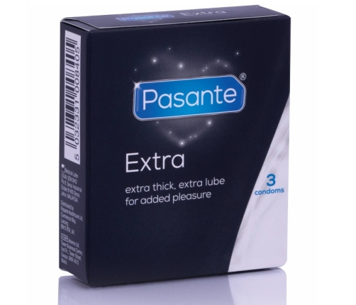 Pasante Extra Premium Extra Thick Latex Condoms 3-Pack, 52mm, Natural Colour