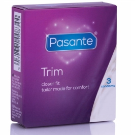 Pasante Trim Thin Latex Condoms 3-Pack Narrow Fit 49mm CE Certified