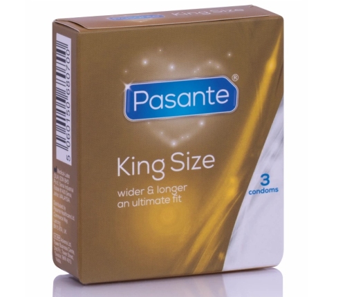 Pasante King Size Large Condoms 3-Pack, 60mm Wide, Natural Color