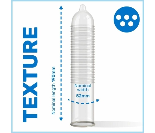 Pasante Ribs & Dots Intensity 3 pcs - Textured Latex Condoms 52mm