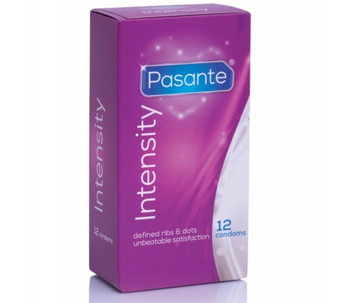 Pasante Ribs & Dots Intensity 12pcs - Textured Latex Condoms, 52mm