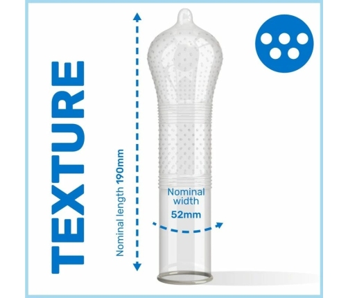 Pasante Ribs & Dots Intensity 12pcs - Textured Latex Condoms, 52mm