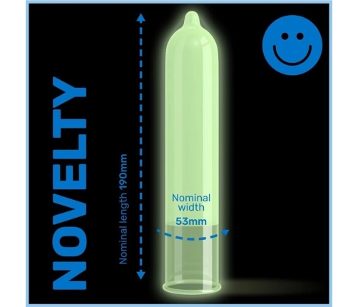Pasante Glow in the Dark Condoms 12-Pack 190mm 53mm CE Certified