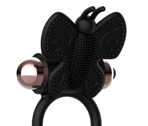 Coquette Chic Desire Black/Gold Butterfly Ring with Vibrating System 82mm