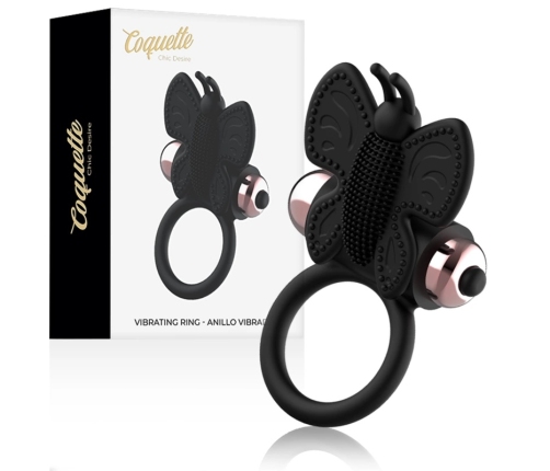Coquette Chic Desire Black/Gold Butterfly Ring with Vibrating System 82mm