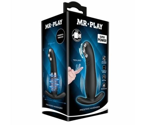 MR PLAY Rechargeable Black Prostate Model Silicone 12 Modes 127mm