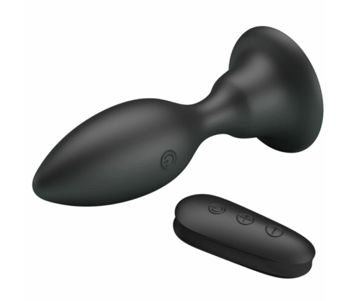 MR PLAY Vibrating Intimate Plug Black with Remote Control, 12 Modes, 108mm