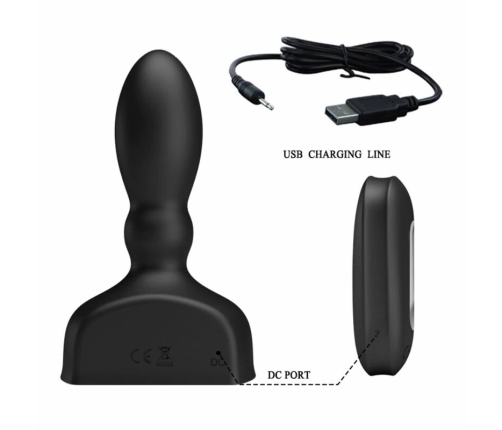 MR PLAY Black Inflatable Plug with Wireless Remote, 12 Modes, 121mm