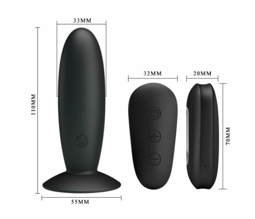 Mr Play Vibrating Anal Plug Black - 12 Modes, Remote Control, Silicone
