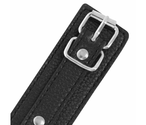 Darkness Adjustable Black Leather Handcuffs - Textured PU, Secure Buckle