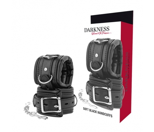 Darkness Padded Hand Restraints PU Leather Adjustable 20 cm Black