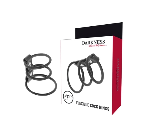 Darkness Set of 3 Flexible Rings - Adjustable TPR Intimate Support