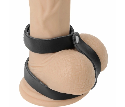 Darkness Adjustable Synthetic Leather Dual Intimate Ring Black